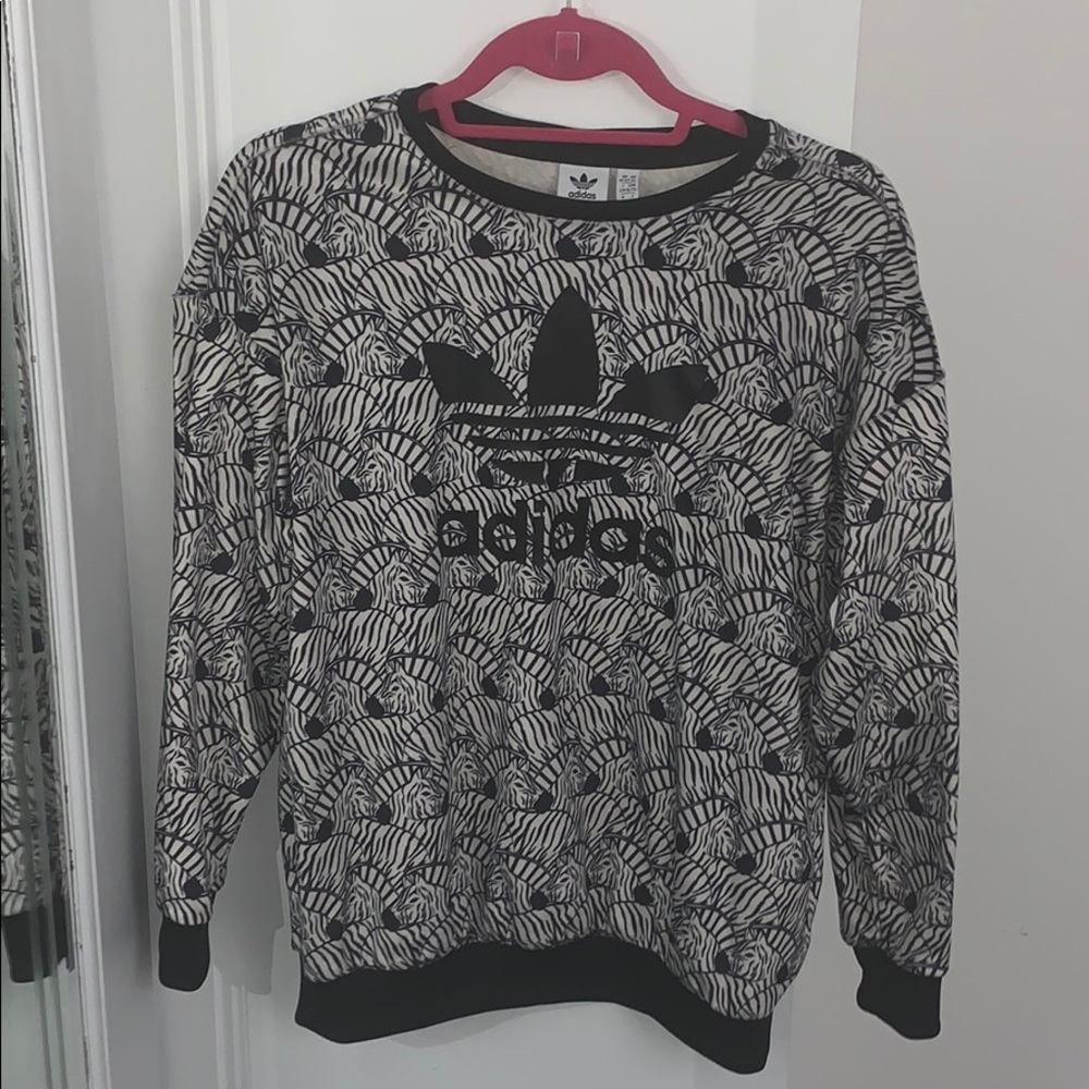 Rare Zebra Print Adidas Crewneck